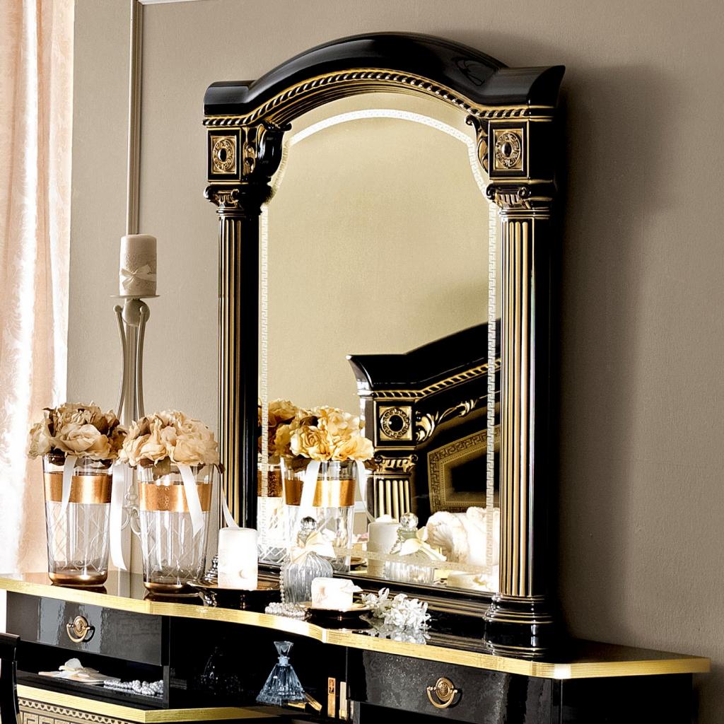 Medusa Black & Gold Ornate Mirror