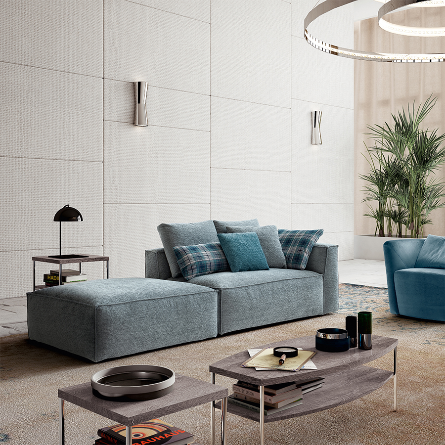 Palmero Blue Fabric 2.4m Modular Sofa